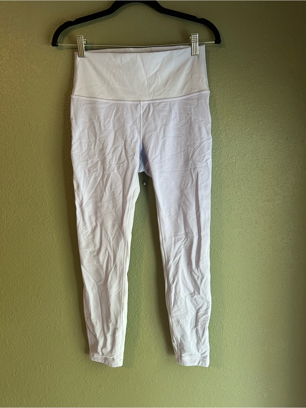 Lululemon periwinkle blue high-waisted leggings with a stretchy, comfortable fit